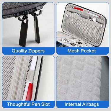 Органайзер для кабелів Teskyer, чорний, жорсткий кейс, водонепроникний, 14 x 22 x 6,5 см