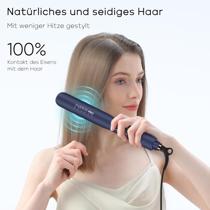Випрямляч для волосся PARWIN PRO BEAUTY 2-в-1 з насадкою для локонів, іонізація, титанове покриття, LCD дисплей, 130°C-230°C