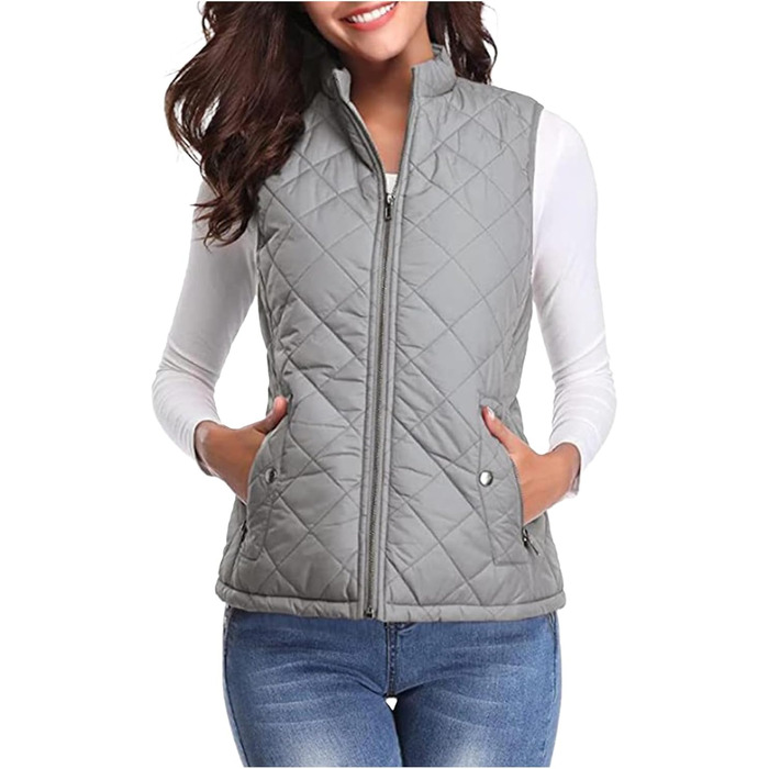 Жіноча тепла жилетка Steppweste, легка, з утеплювачем, вітро- та водонепроникна, з капюшоном, для активного відпочинку, сіра, розмір S