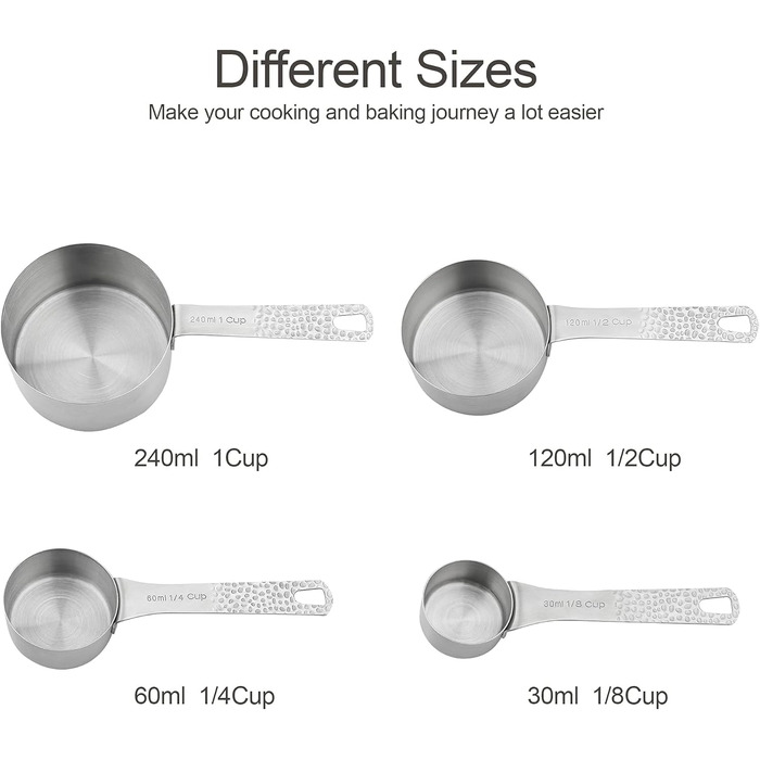 Smithcraft Measuring Cups and Spoons Set, 10-Piece Measuring Cup Set, 18/8 Stainless Steel Measuring Cups, Spoons & Leveler, Baking Measuring Cups, Kitchen Measuring Cups, Kitchen Gadgets for Cooking