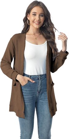 Кардиган чоловічий Daen Langar Casual Lang Elegant з кишенями, в'язаний, коричневий (3XL)