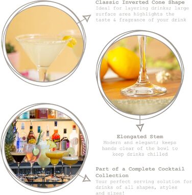 Набір склянок для коктейлів Martini 175 мл | Професійний ресторанний посуд Gastro якості | Для Martini, Cosmopolitan, Manhattan, Margarita, Sidecar (6 шт.)