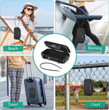 Сейф портативний з кодовим замком ORIA, вологостійкий, для відпочинку та офісу, чорний