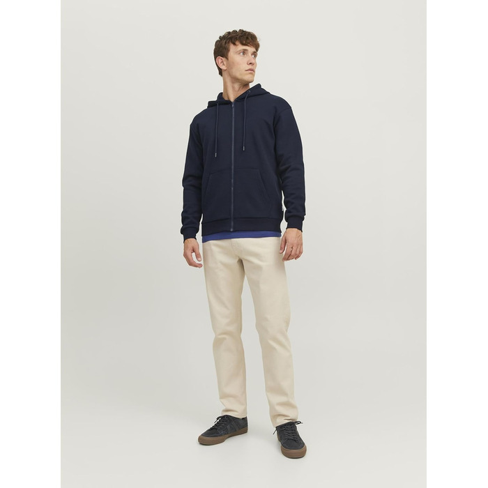 Чоловіча однотонна куртка-худі Jack & Jones темно-синього кольору (Navy Blazer)