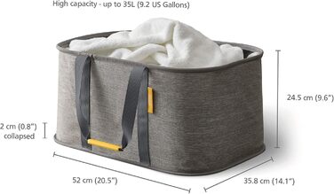 Joseph Joseph Hold-All - Collapsible 35L Laundry Basket Bag, Durable Fabric, Moisture-Resistant - Grey