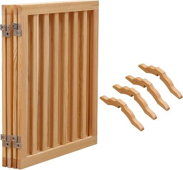 Дерев'яне переносне огорожа для тварин, складаний загін для собак, натуральне дерево, огорожа для собак на сходи, висувна огорожа для дверей, огорожа для собак, висота 60 см, 4 панелі