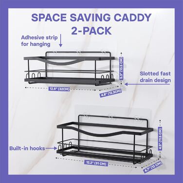 Дзеркальна поличка для душу KINCMAX з нержавіючої сталі без свердління (2 шт.)