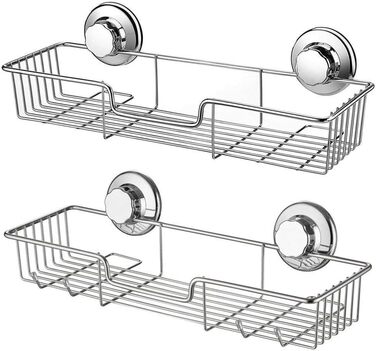SANNO Strong Suction Cup Shower Shelf Bathroom Rack Storage Stainless Steel Soap Dish Holder, with Suction Cup, Sponge Holder for Shower, Bathroom