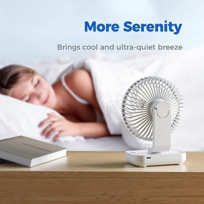 Вентилятор USB OCOOPA Ultra Leise - Міні вентилятор для столу, дому та офісу, 4 швидкості, 4000mAh, чорний (на акумуляторі)