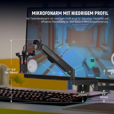 NEEWER Тримач для мікрофона MS002 - настільний, з демпфером, поворотний, з кабелеуправлінням, для подкастів, ігор, стрімінгу