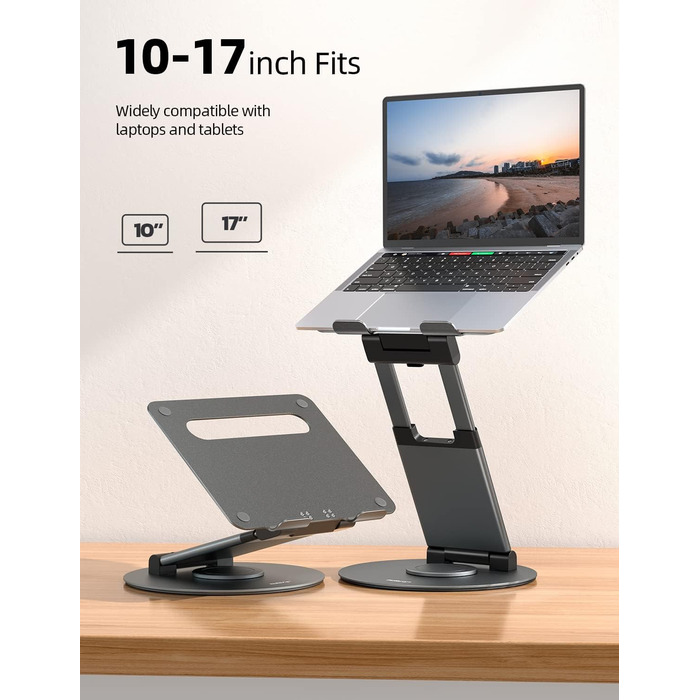 NULAXY Adjustable Laptop Stand - 360° Swivel Base, Height Adjustable up to 20
