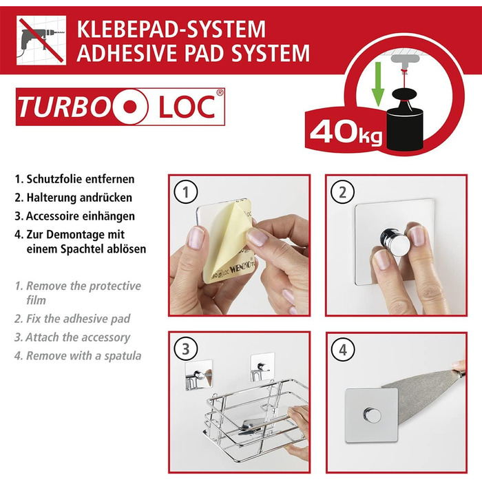 WENKO Turbo-Loc® Hair Dryer Holder Quadro