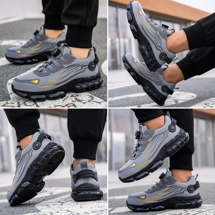 Робочі черевики з металевим підноском для чоловіків та жінок. Безпечні черевики Unisex, спортивний дизайн, легкі, антипрокольні, розміри 38-46 EU, сірий колір