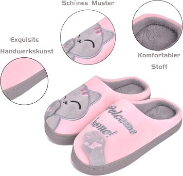 JACKSHIBO Теплі плюшеві тапочки для дому - жіночі та чоловічі, унісекс, 40/41 EU, рожеві