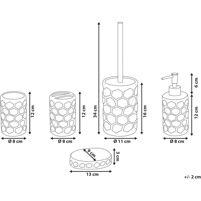 Елегасний аксесуар для ванної кімнати 5 шт. з кераміки срібного кольору Tirua