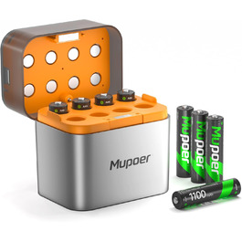 Акумулятори AAA NiMH 1.2V 1100mAh з зарядним пристроєм (16 шт.) - сумісні з Gigaset, іграшками, раціями, камерами