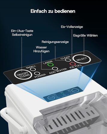 Машина для приготування льоду Upstreman BI12, біла: швидке охолодження, автоматичне очищення, для дому, офісу