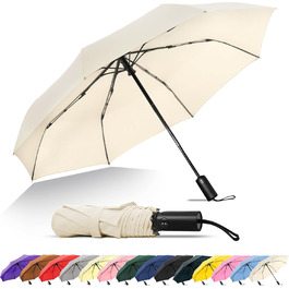 SoulRain Дощовий парасолька: вітростійкий, компактний, для подорожей та авто (кремовий)