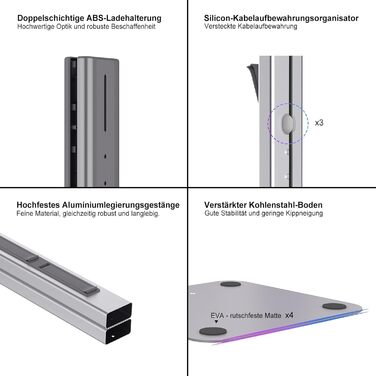 Підставка для пилососа Dyson з розкладними гачками та міцною основою з вуглецевої сталі – монтаж без свердління, компактне зберігання для всіх бездротових пилососів Dyson та аксесуарів, сірий колір