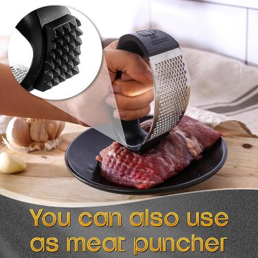 Прес для часнику Wippe з нержавіючої сталі, багатофункціональний, з очищувачем та щіткою для чищення. Підходить для часнику, імбиру та іншого. Можна мити в посудомийній машині.