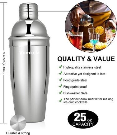 Cocktail Set 750ml Cocktail Shaker, 24pcs Bar Accessories Coctail Mixer Set Barkeepers Friend Jigger, Boston Shaker Bartender Set Decoration for Men Women (Type 4)
