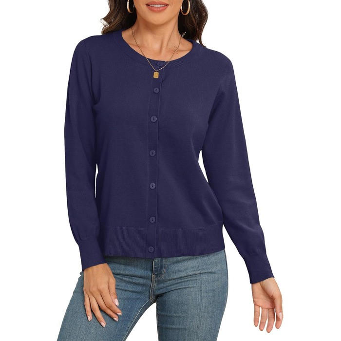 Кардиган PrinStory з в'язаного полотна з круглою горловиною, колір морської хвилі (XL)