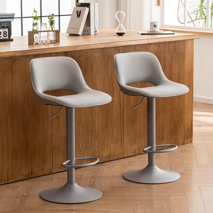 YOUNIKE 2-Piece Adjustable Bar Stools - Boho Patchwork Design, Swivel Kitchen Bar Chairs with Hollow Backrest - Yellow Green