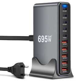 Зарядний пристрій Arceli USB-C 695W 10 портів GaN III: швидка зарядка для iPhone 16/15/14 Pro Max, Samsung Galaxy, MacBook, планшетів, ноутбуків