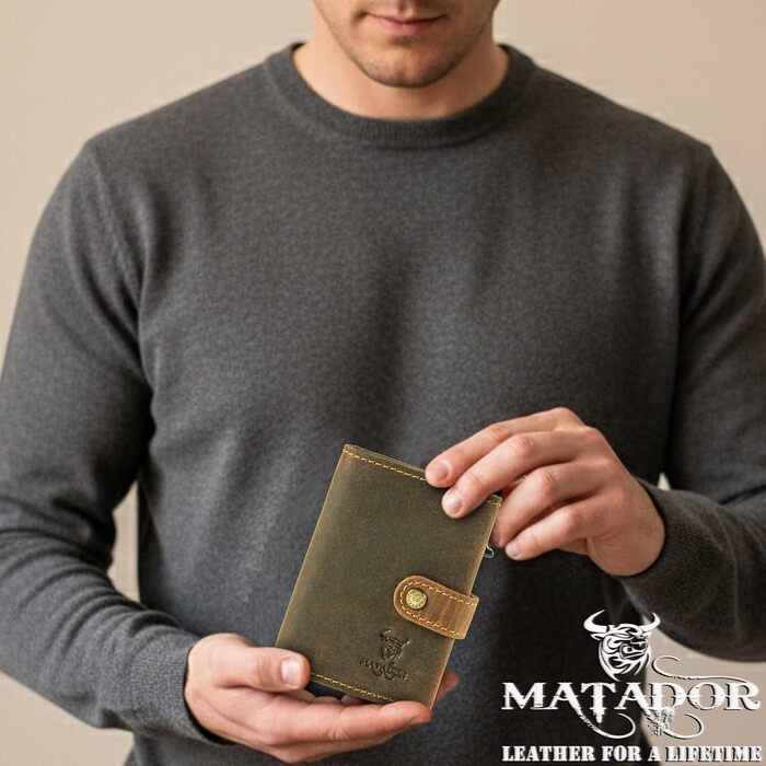 Гаманець Matador Slim Miami RFID Hunter Braun - шкіряний міні-портмоне з RFID-захистом та відділенням для монет