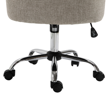 HOMCOM Swivel Upholstered Chair Ergonomic Office Chair Height Adjustable Retro Design Up to 150 kg Linen Light Grey 54x65.5x84-91 cm