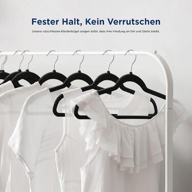 Серія з 10 вешалок для одягу SereneLife з оксамиту – економія місця, неслизькі, 360° обертання, для зберігання та організації одягу, 10 шт. (Чорний)