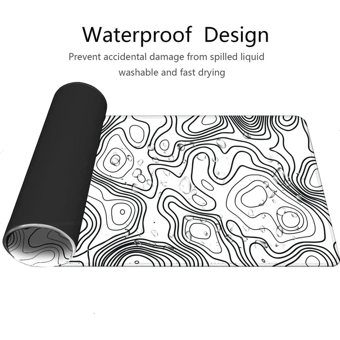 Кірпач для миші XXL 900 x 400 мм з художнім контуром, водонепроникний, з антиковзаючою основою для ПК, MacBook, ноутбука. Підвищує точність та швидкість.