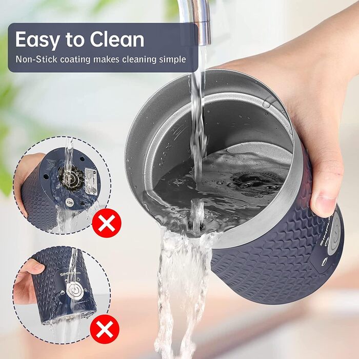 SIMPLETaste: Електричний спінювач молока 4-в-1, автоматичний спінювач та нагрівач молока для лате, капучино, макіато (блакитний)