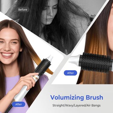 Airstyler 5 в 1: Фен-щітка, плойка, стайлер для об'єму, укладання та випрямлення волосся, 1000W, білий