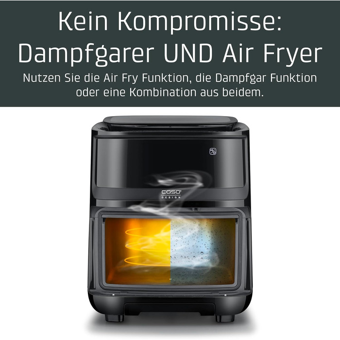 CASO AirFry & Steam 700 — аерофритюрниця та пароварка, 7 л, хрустка скоринка без олії, великий кошик, для здорового приготування страв