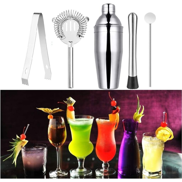 Набір для коктейлів GOLDGE 12 предметів: шейкер 750 мл, міксер, аксесуари для бару з нержавіючої сталі для дому та бару