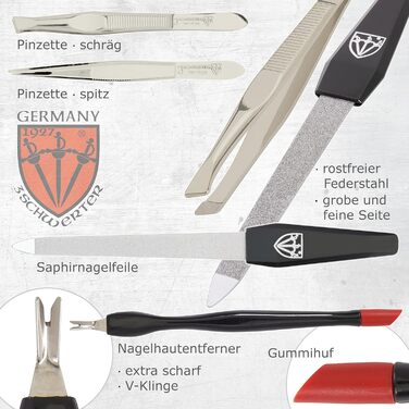 Набір для манікюру та педикюру 'Firenze' 12 предметів | Якісний футляр з екошкіри для догляду за руками та ногами. Колір: Бордовий | Вміст: ножиці для нігтів, кусачки, пінцет та багато іншого