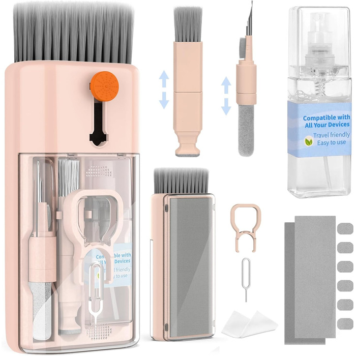 Набір для чищення клавіатури 12 в 1: для ноутбука, iPhone, MacBook, PC, камери (рожевий)