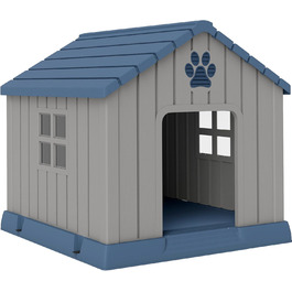 Будка для собак PawHut Outdoor з водонепроникного поліпропілену, вентильована, легка у збірці, сірого кольору