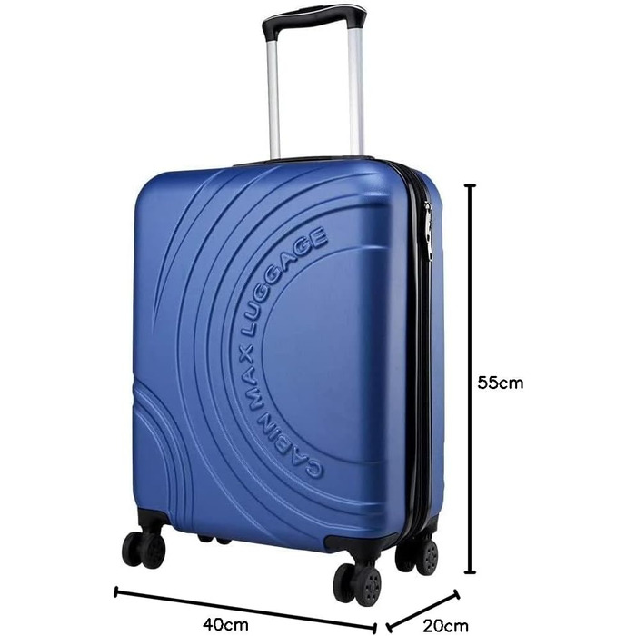Чемодан ручної поклажі Cabin Max Anode – легкий, з жорстким корпусом, 4 колеса, кодовий замок, 55x40x20 см, 50 л, темно-синій