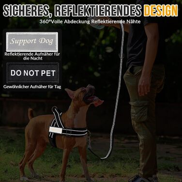 Нашийник для собак Eyein з повідком для великих та середніх собак, м'який, з 2 кліпсами для повідка, світловідбиваючий, легкий, анти-тяга, для прогулянок та тренувань, чорний, розмір L