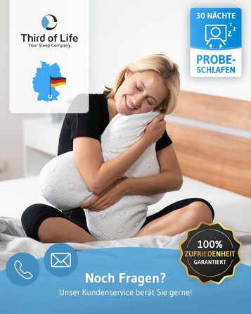 Side Sleeper Pillow ACAMAR, Third of Life - 2022 Innovation Award Winner, Orthopedic Neck Pillow for Neck Pain, Viscoelastic Memory Foam, Ergonomic Head Pillow with Thermo Cover White Thermoregulating Cover
