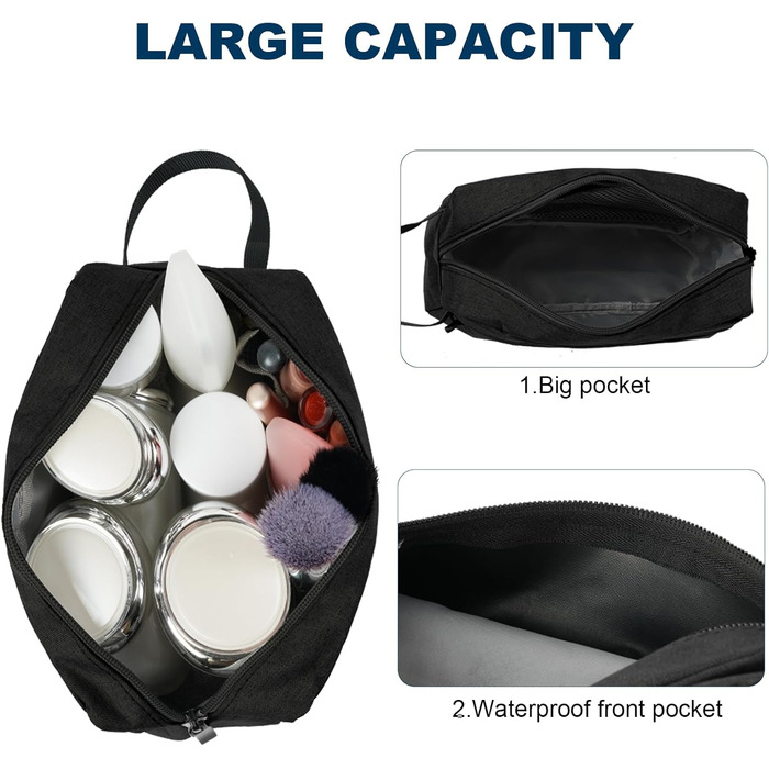 Чоловіча/Жіноча косметичка-органайзер для подорожей, велика, чорна (#8)
