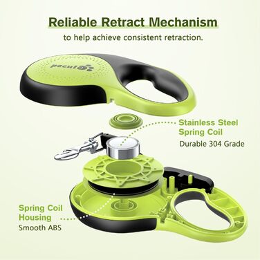 Рулетка для собак Pecute 8м, 50 кг, зелена, антизаплутування, швидке гальмування
