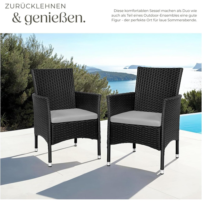 Tectake 2-Piece Poly Rattan Garden Chair Set