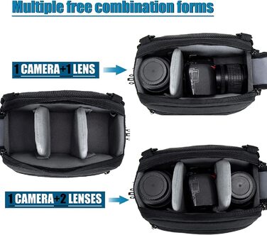 Водонепроникна сумка для камери на пояс/через плече Cwatcun для DSLR/SLR, чорна