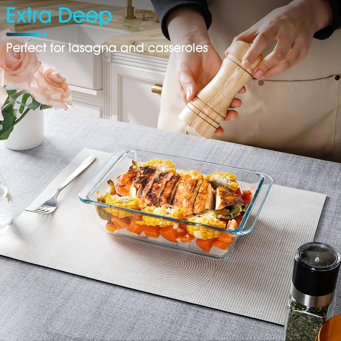 Форма для запікання NUTRIUPS, скло, 20x15x6 см, об'єм 1.4 л - прямокутна, для лазаньї