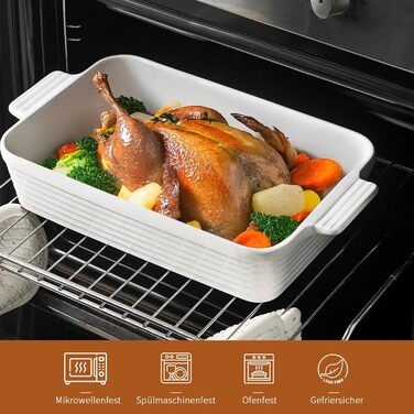 Набір форм для запікання Jassceram з кераміки (4 шт.) – глибокі прямокутні форми для лазаньї та випікання. Великий набір порцелянових форм для духовки, підходить для приготування брауні, банкетів. Розміри: 9.6'/11.5'/13.1'/15.2'