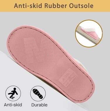 Тапочки домовик Donpapa для жінок та чоловіків, зимові, теплі, з плюшем та піною пам'яті, з імітацією овечої шкури, антиковзаючі, для дому та вулиці (40.5/42 EU, Horizont Rosa)