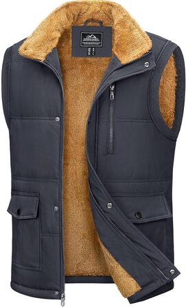 Чоловіча жилетка MAGCOMSEN з підкладкою, зимова, без рукавів, тепла флісова жилетка, для відпочинку, термо, перехідна жилетка з багатою кишенями, 3XL, темно-сіра